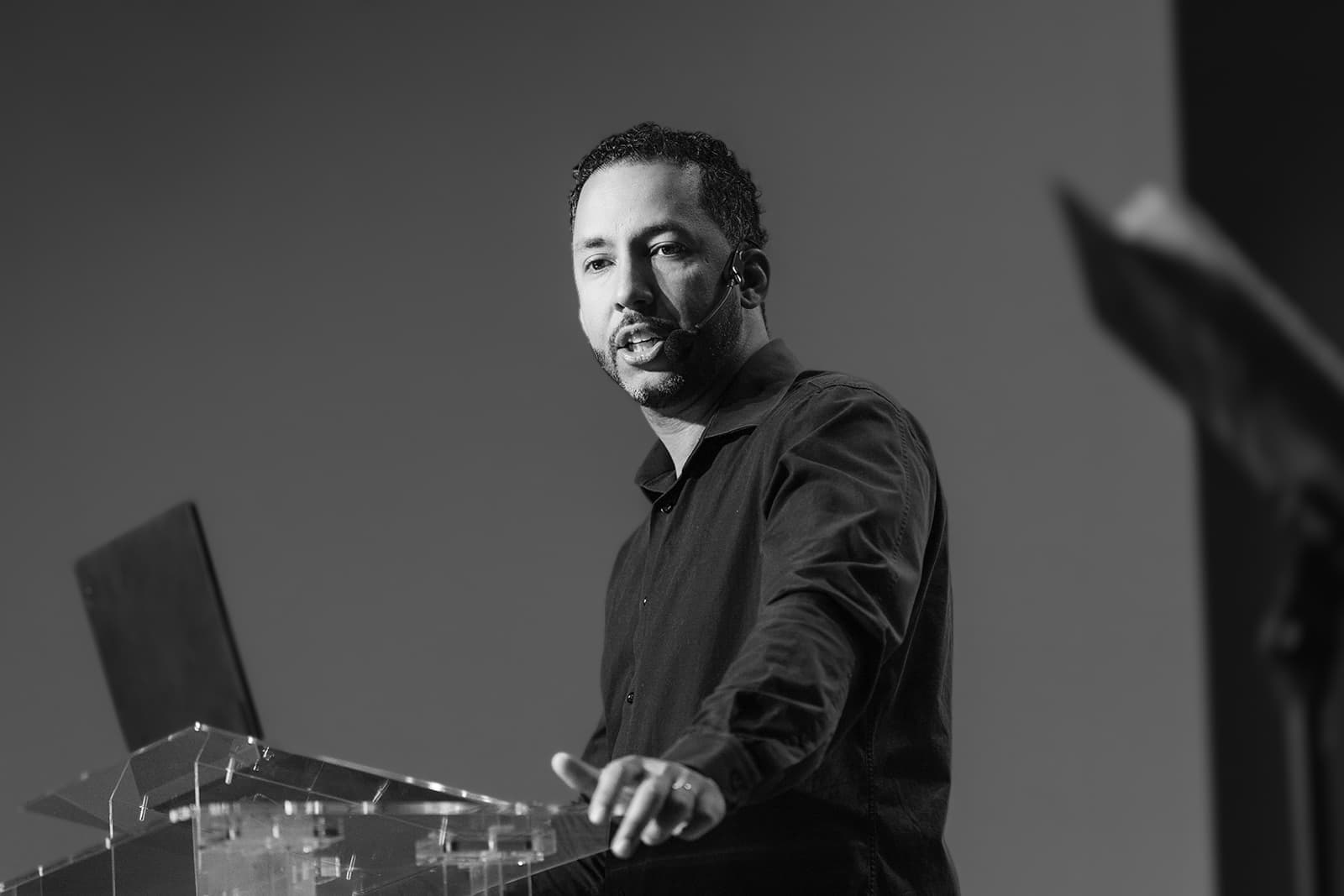 Dan speaking at conference